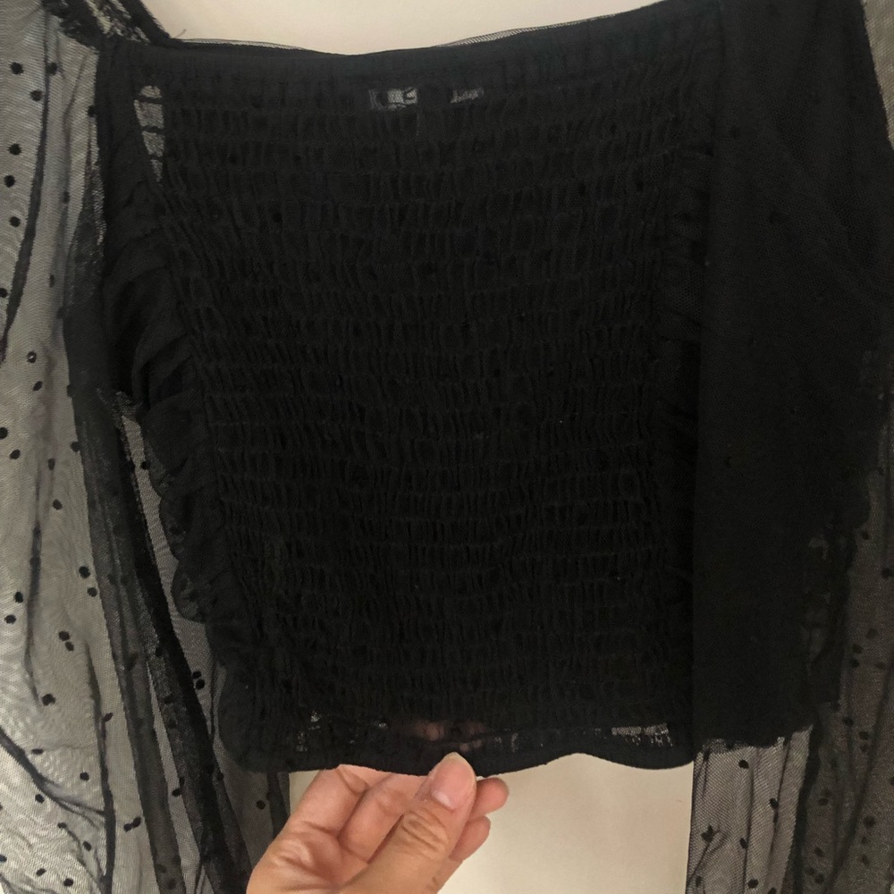 Black lace sleeve two piece